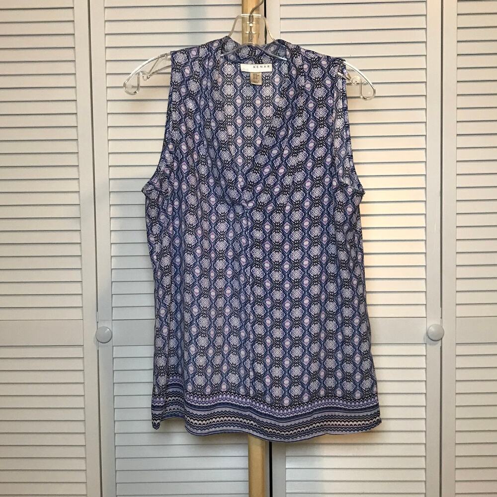 Kenar Geometric V-neck Sleeveless Summer Blouse M